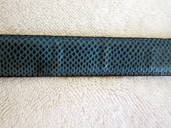 Blue Leather Skinny Belt, Blue Leather Belt, Leat… - image 8