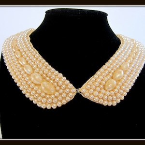 Vintage 50&#39;s Faux Pearl Collar, Romantic Style, Pearl Choker, Mid Century Style, Pearl Accessories, Beaded Collar, Pearl Necklace