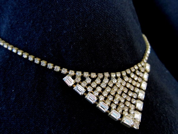 Vintage Crystal Rhinestone Necklace, Art Deco Nec… - image 9