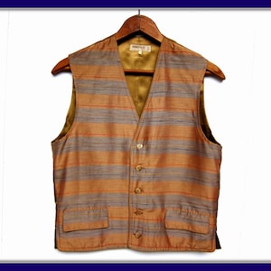 Vintage 70's Striped Silk Vest, Boho Vest, Hippie Vest, Layered Look, Vintage Clothing, Striped Vest, Vintage Vest, Boho, Multi Color, Vest
