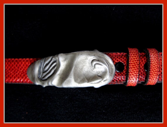 Orange Leather Belt, Artisan Leather Belt, Handcra