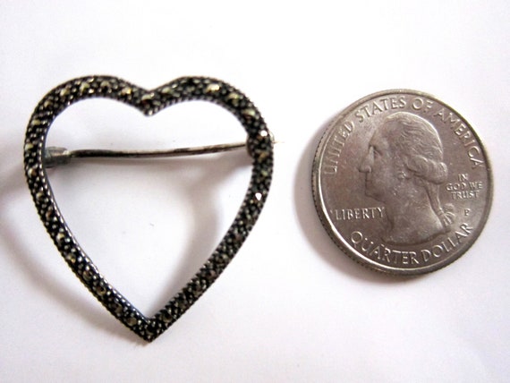 Valentine's Day Gift, Vintage Marcasite Heart Bro… - image 2