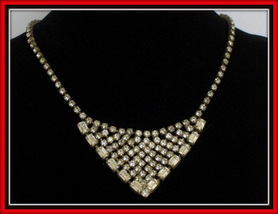 Vintage Crystal Rhinestone Necklace, Art Deco Nec… - image 5