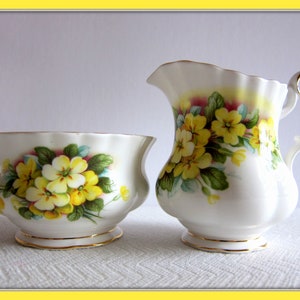 Vintage Royal Albert Sugar and Creamer Set, Royal Albert, Porcelain Sugar and Creamer Set, Dinnerware, Kitchen, Flower, Yellow, Gift for Her