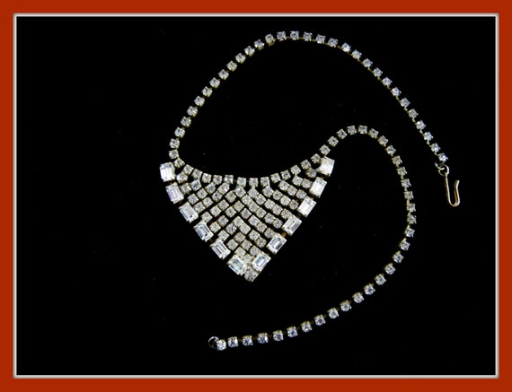 Vintage Crystal Rhinestone Necklace, Art Deco Nec… - image 7