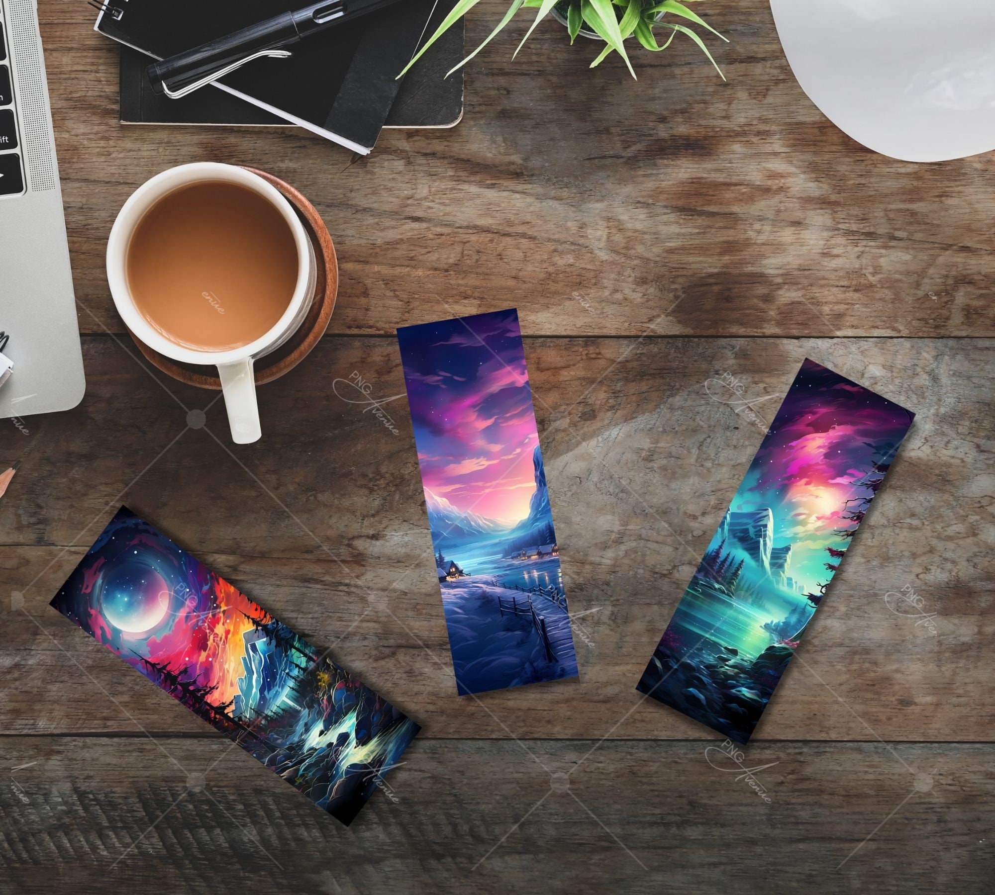 Northern Lights Printable Bookmarks, Colorful Designs, Digital Letter ...