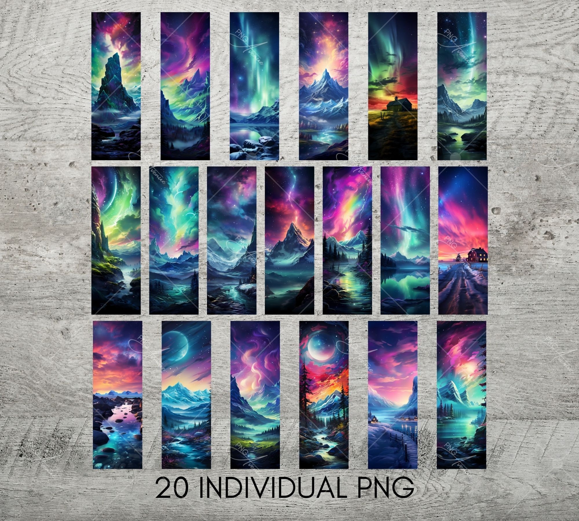 Northern Lights Printable Bookmarks, Colorful Designs, Digital Letter ...