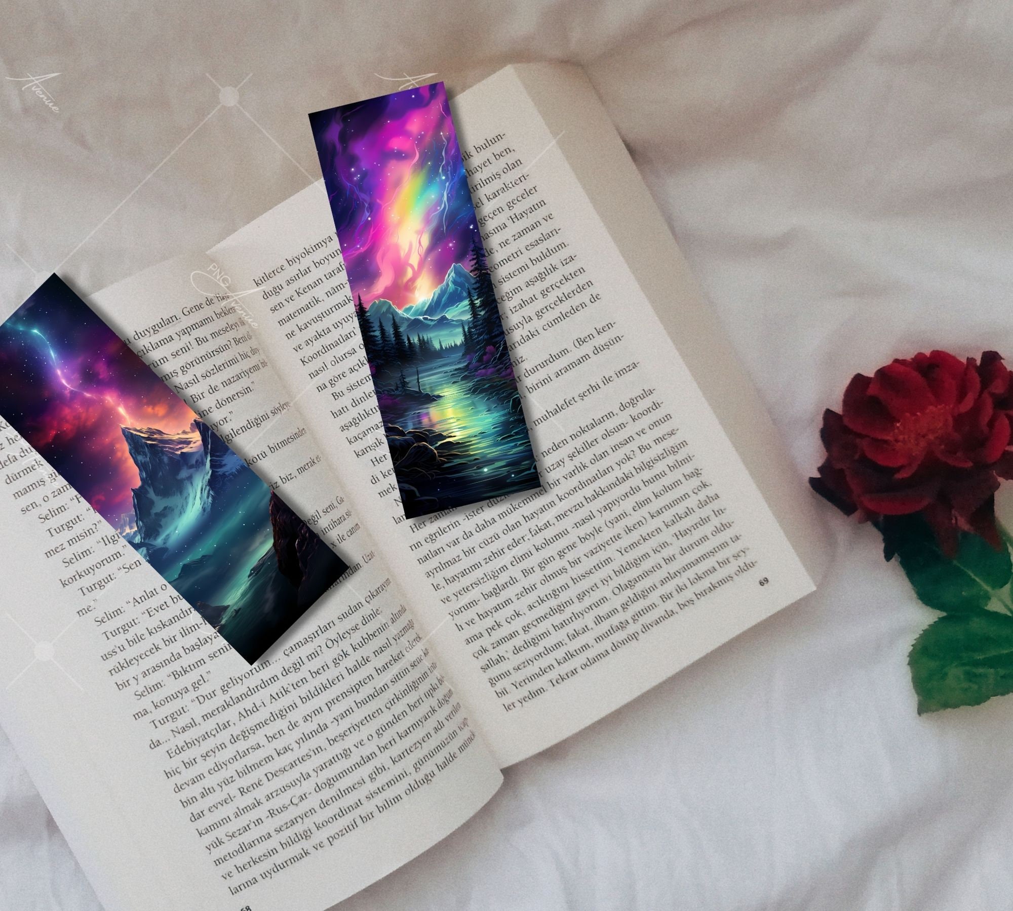 Northern Lights Printable Bookmarks, Colorful Designs, Digital Letter ...