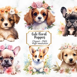 Cute Puppy Clipart, PNG Files, Adorable Baby Puppies, PNG Digital, Transparent Background, Commercial Use