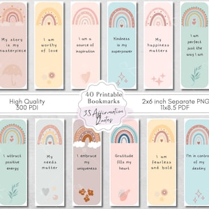 Affirmation druckbare Lesezeichen, motivierende Zitate, Positivität, digitale Buchstabe Größe 11 x 8,5 PDF, separate PNG, Sublimation Lesezeichen Designs