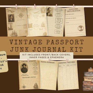 Vintage Passport Junk Journal Kit Graphic
