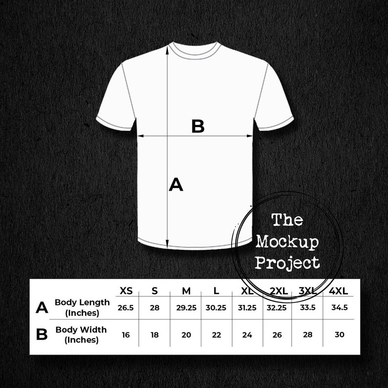 Download 64000 Gilden Mockup Size chart mockup T-Shirt Mockup ...
