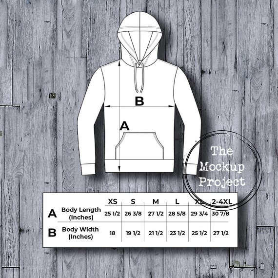 3719 Bella Canvas Mockup Size Chart Mockup Hoodie Mockup Etsy