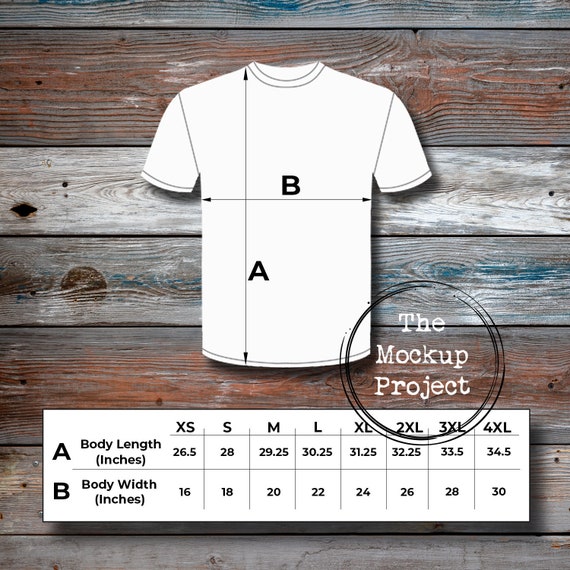 64000 Gilden Mockup Size Chart Mockup T Shirt Mockup Gilden Etsy