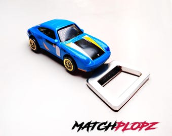 Porsche 911 Carrera RS abrebotellas modelo coche de juguete de MATCHPLOPZ regalo retro vintage cumpleaños hombre amigo coche azul