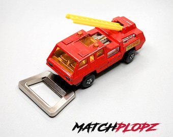 Bomberos abridor de botellas modelo de coche de juguete de MATCHPLOPZ vintage retro regalo cumpleaños novio marido rojo
