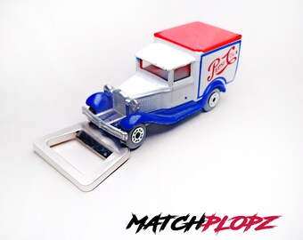 Abridor de botellas de Pepsi Ford Modelo A, modelo de coche de juguete de MATCHPLOPZ, regalo retro vintage para cumpleaños, hombre, amigo, coche azul y blanco