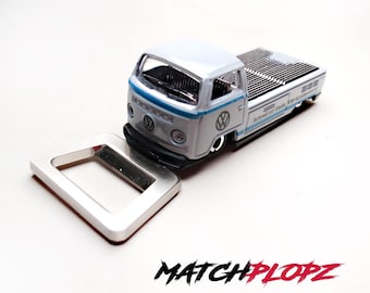 VW Bus T2 plataforma abridor de botellas modelo coche de juguete de MATCHPLOPZ regalo retro vintage cumpleaños hombre amigo coche gris