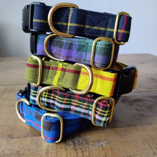 Adjustable Dog Collar in Red Tartan Design Etsy UK