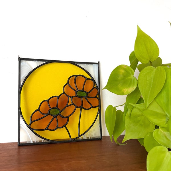 Handmade floral stained glass window