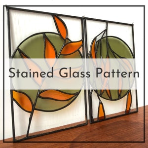 Stained glass pattern - botanical plants 2 pieces