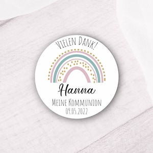 24 personalized thank you stickers - boho rainbow 16 - for baptism / communion / confirmation / youth consecration ivm