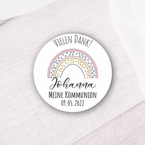 24 personalisierte Vielen Dank Sticker - Boho Regenbogen 19 - zur Taufe / Kommunion / Konfirmation / Jugendweihe uvm