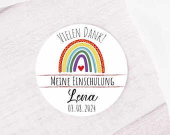 24 colorful personalized stickers "Thank you" for the first day of school - with colorful boho rainbow - perfect as a thank you