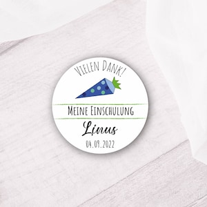 24 personalisierte Sticker "Vielen Dank" zur Einschulung / Schulanfang - Schultüte