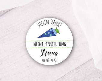 24 personalisierte Sticker "Vielen Dank" zur Einschulung / Schulanfang - Schultüte