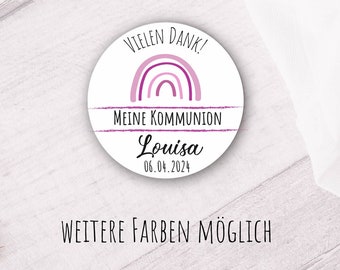 24 personalized stickers with "Thank you" & rainbow - as decoration for communion, baptism, confirmation, youth dedication and much more.