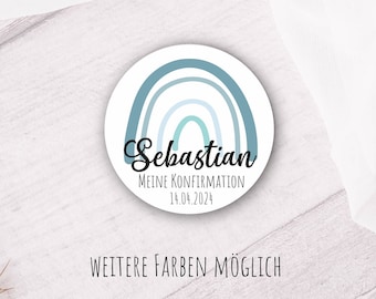 24 personalized stickers with rainbow - as decoration for communion, baptism, confirmation, youth dedication, birthday and much more.