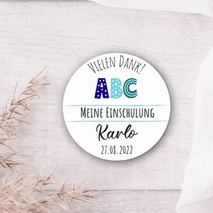 24 personalisierte Sticker "Vielen Dank" zur Einschulung / Schulanfang - ABC