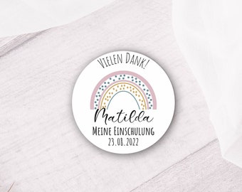 24 Personalized Thank You Stickers for School Enrollment - Boho Rainbow