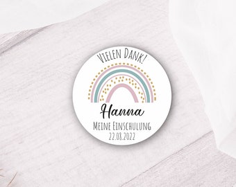 24 personalized thank you stickers for school enrollment / start of school - Boho Rainbow