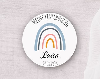 24 personalisierte Sticker zur Einschulung / Schulanfang - Regenbogen