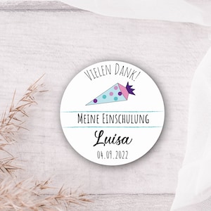 24 personalisierte Sticker "Vielen Dank" zur Einschulung / Schulanfang - Schultüte