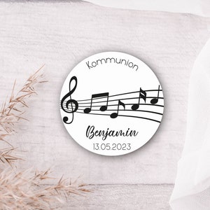 24 stickers with music notes and clef for baptism, communion, confirmation or youth consecration