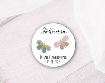 24 stickers personnalisés pour scolarisation - papillons
