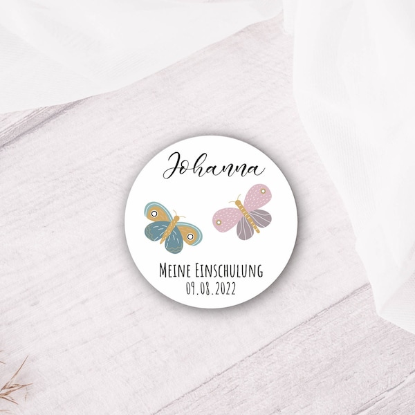 24 personalized stickers for school enrollment - butterflies