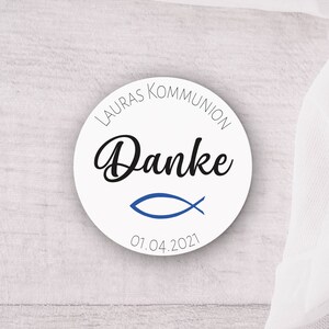 24 Sticker Kommunion, Feier, Meine Kommunion, Taufe, Konfirmation Aufkleber Danke personalisiert