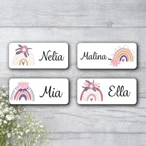 80 Namenssticker Namensaufkleber Papieraufkleber Regenbogen Boho
