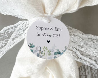 10 personalized gift tags with names - with eucalyptus perfect for your guest gifts