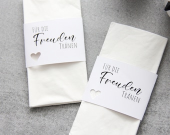 DIY Freudentränen Banderole für Taschentücher weiß - Hochzeit - mit Herz