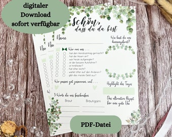 Guest book cards for the wedding / guest book alternative in eucalyptus design - PDF file for download & print yourself