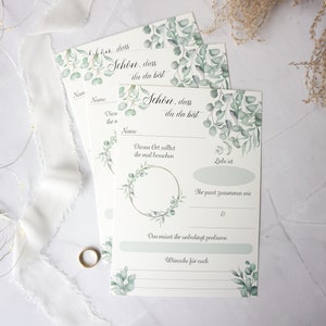 Gästebuchkarten Eukalyptus, Schön, dass du da bist -personalisierbar - Hochzeit - in A5