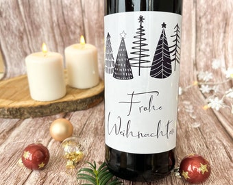 Christmas bottle label Merry Christmas / simple with Christmas tree - small Christmas gift -