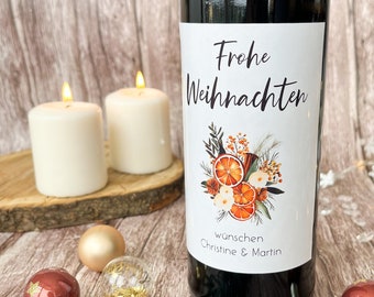 Christmas bottle label for wine bottles Merry Christmas - great as a small personalized Christmas gift