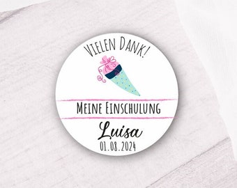 24 personalized stickers "Thank you" for school enrollment / start of school - with cute school cone - perfect as gift decoration