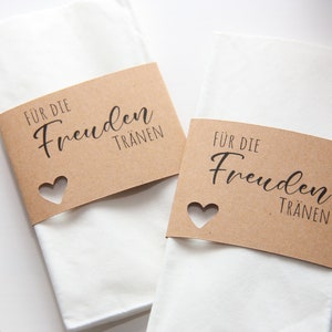 DIY tears of joy banderole for handkerchiefs made of kraft paper - wedding - with heart
